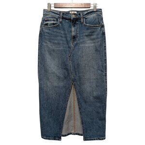 Hudson Womens NWT Size 28 Blue Arianna Asymmetrical Front Slit Denim Midi Skirt